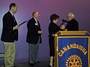 Pres Greg Gullo, Dist Gov Gavin Hurley, Ellen Polimeni, and recipient Father Mull